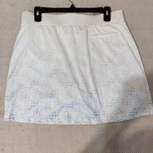 Pebble Beach Elegant White and Light Blue Women's Golf Skort.